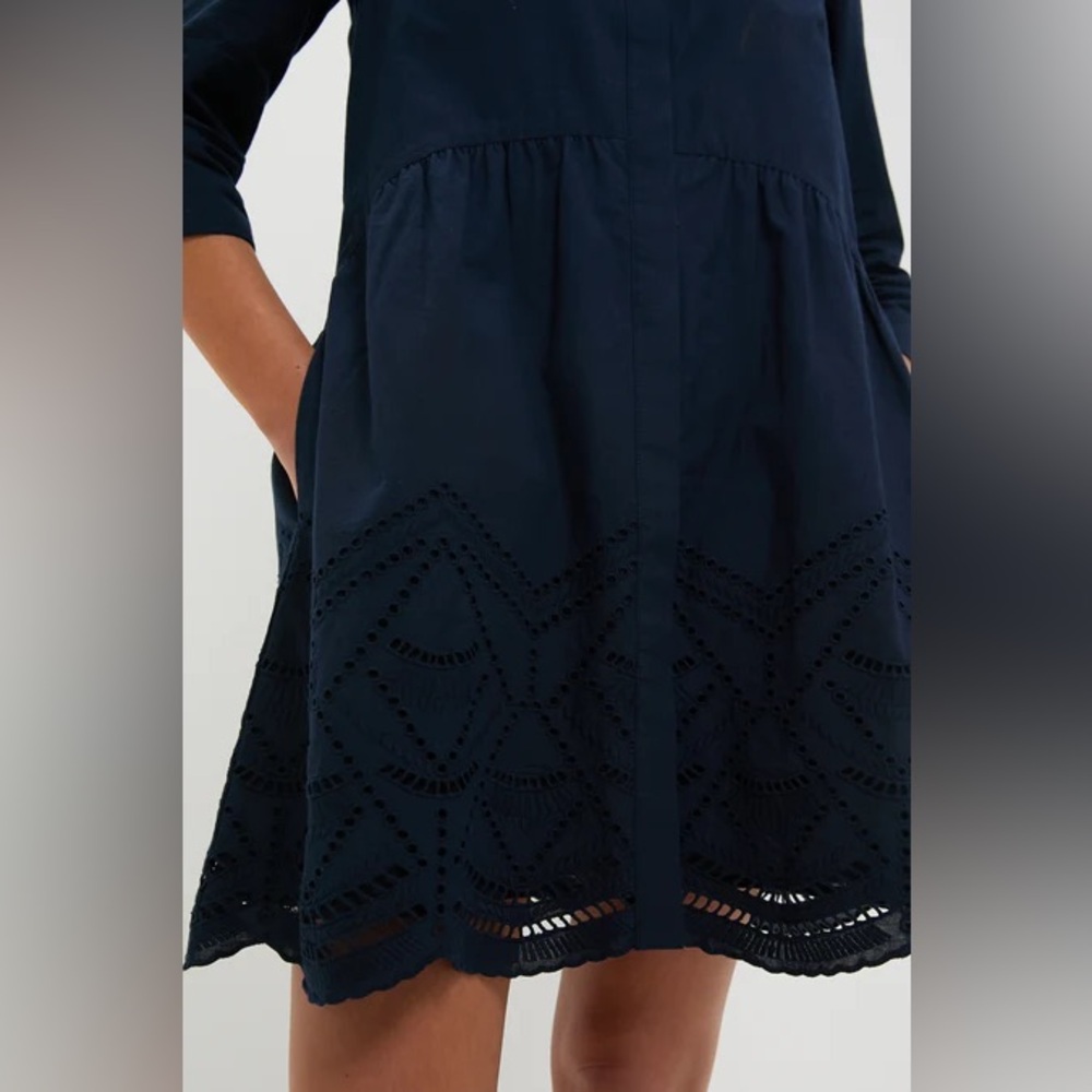 Medium Tuckernuck Navy Eyelet Royal Shirt Dress - Picture 5 of 10